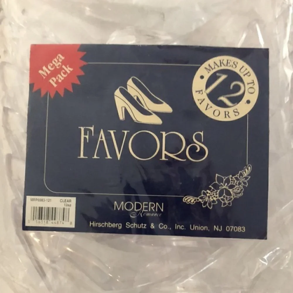 🛒 $12 -  12 x Clear plastic shoe party favors Weddings Showers